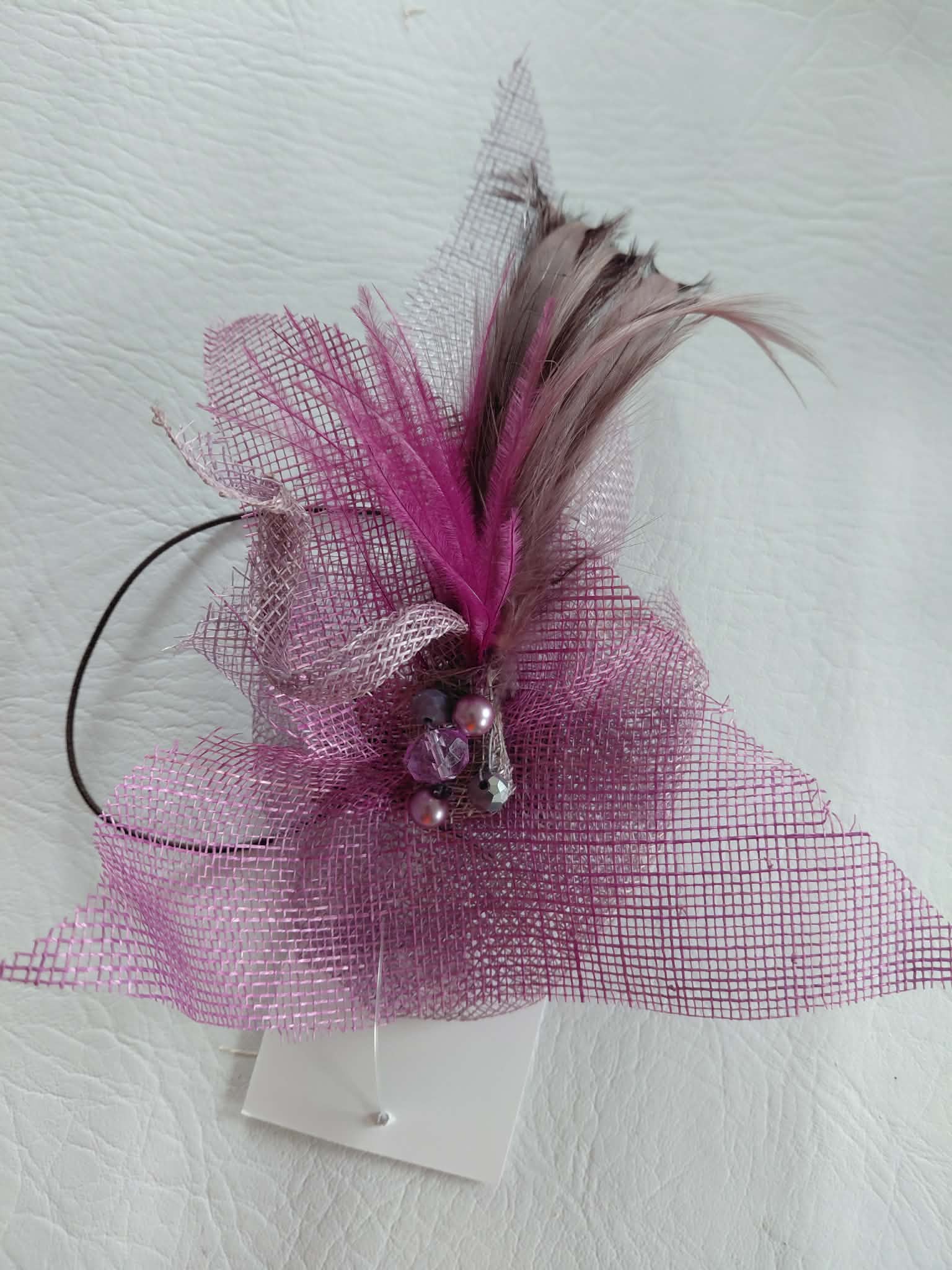 Abstract Small Fascinator - Plum
