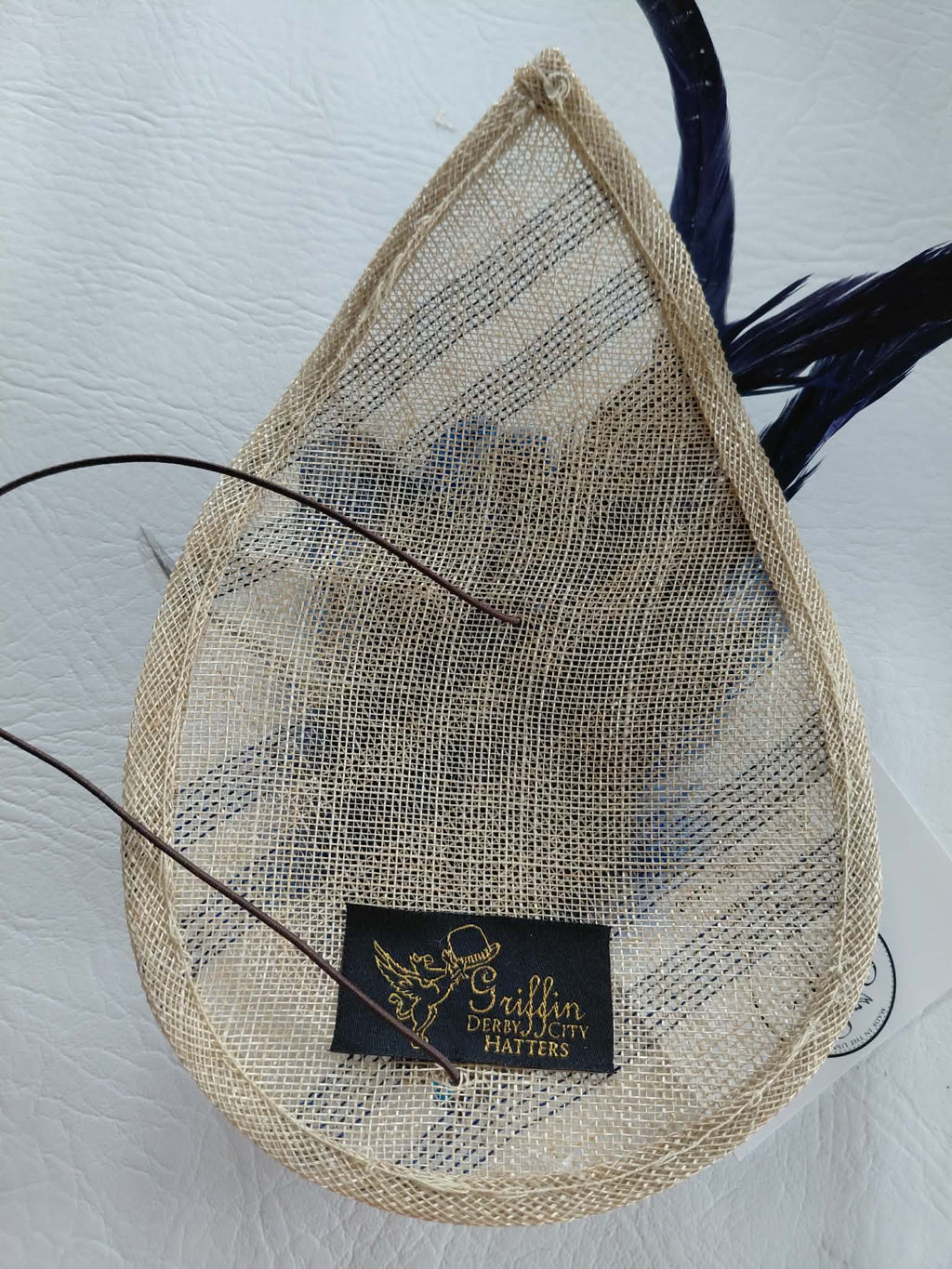 Small Teardrop Fascinator - Navy Stripe & Cream