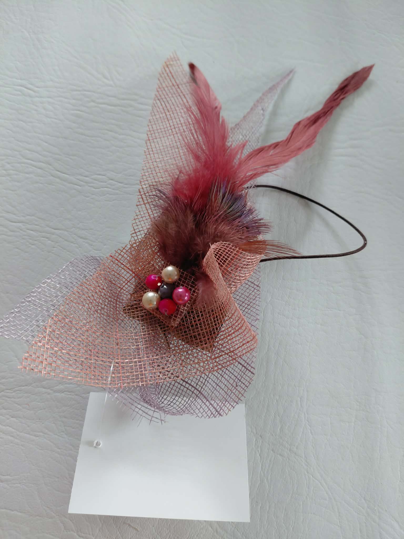 Abstract Small Fascinator - Flamingo & Plum